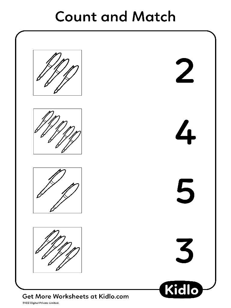Count And Match School Objects Worksheet 03 Kidlo