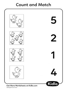 Count And Match - Birds Worksheet #03 - Kidlo.com