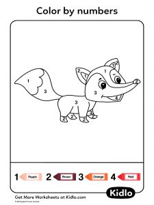 Color By Numbers - Animals Worksheet #02 - Kidlo.com