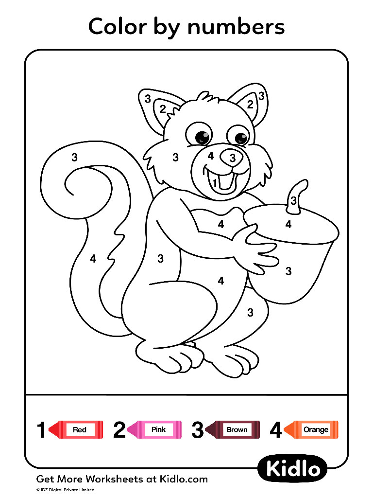 Color By Numbers Animals Worksheet 03 Kidlo