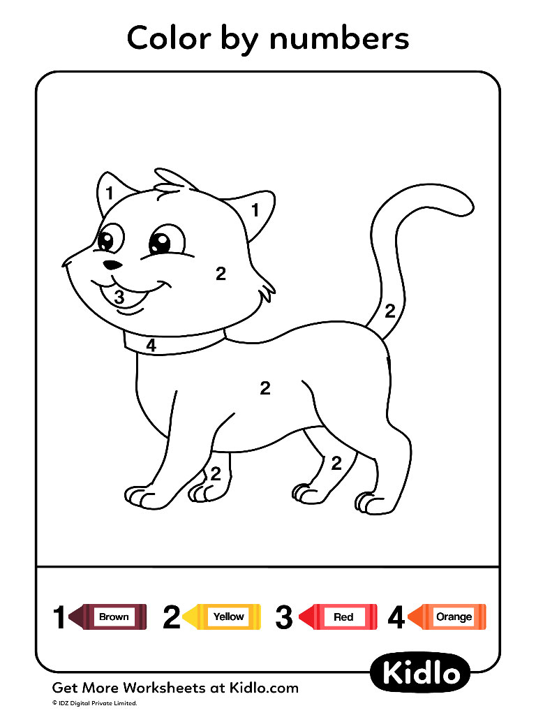 Color By Numbers Animals Worksheet 07 Kidlo