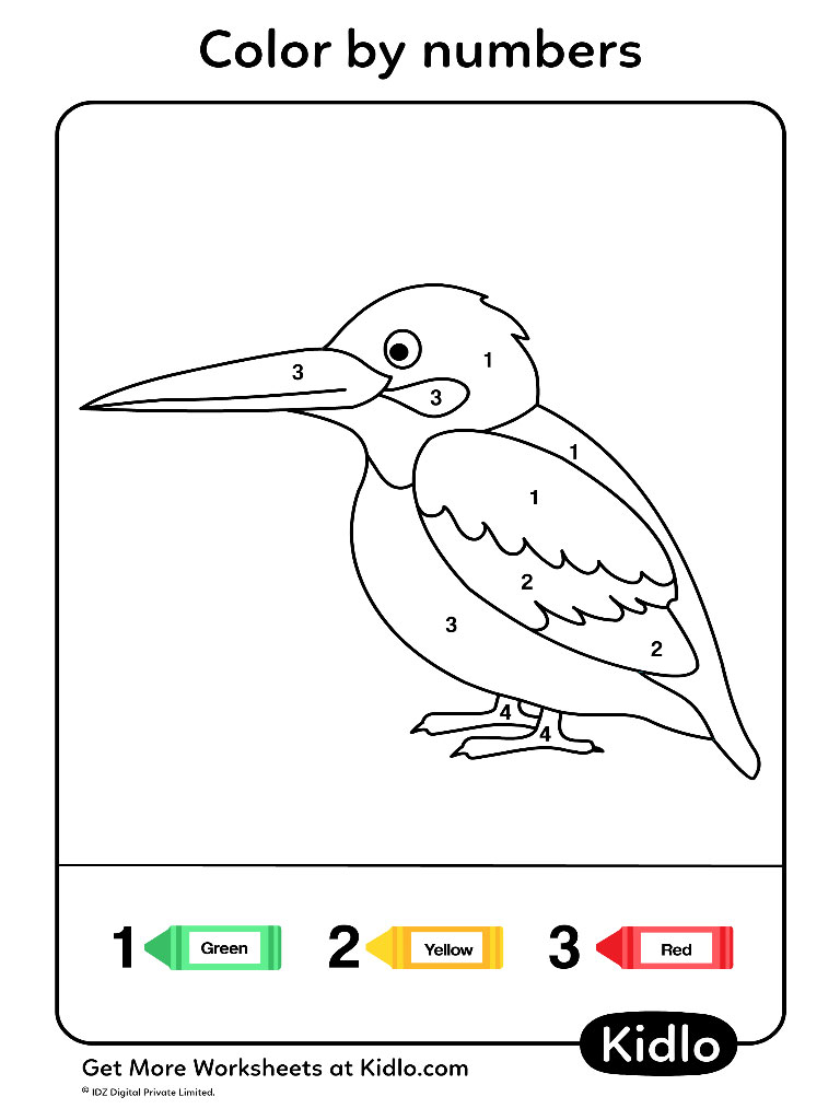 Color By Numbers Birds Worksheet 04 Kidlo