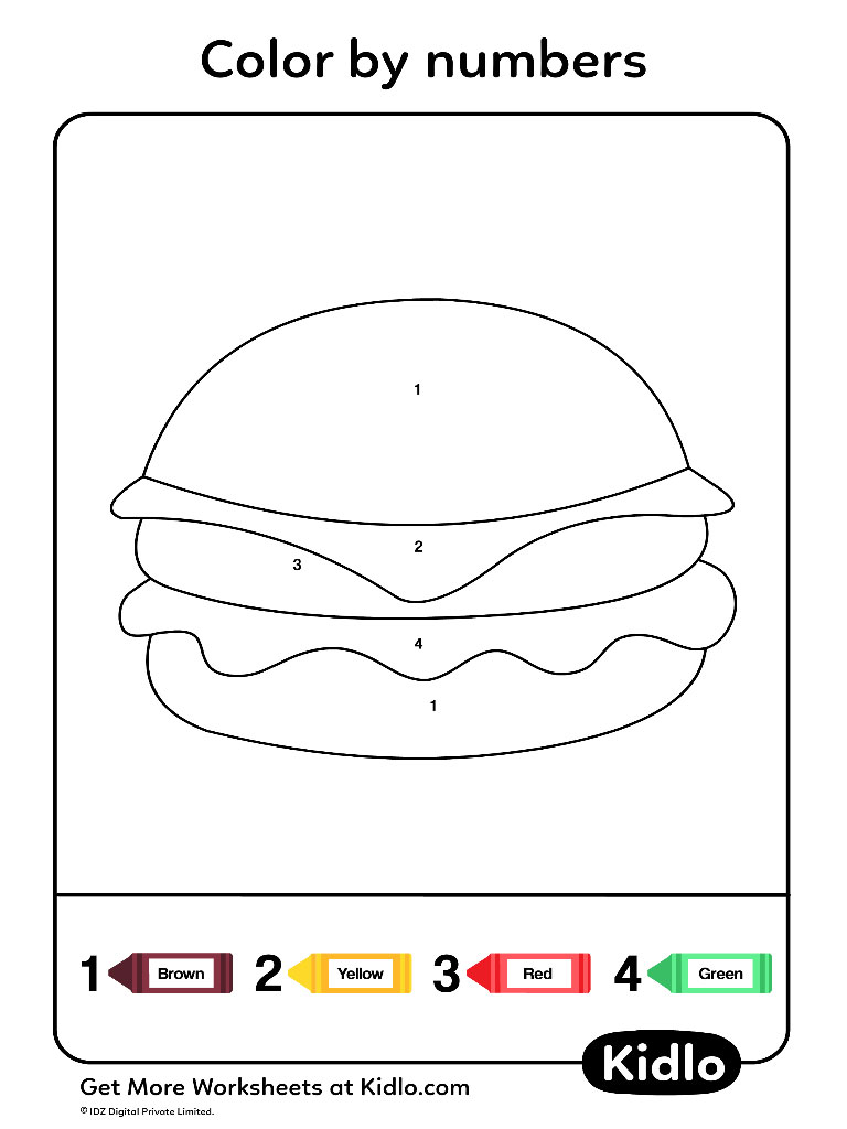 Color By Numbers Food Worksheet 11 Kidlo