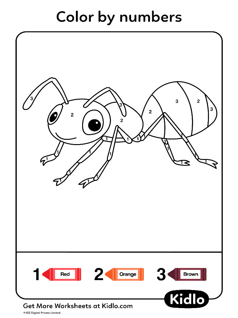 Color By Numbers Insects Worksheet 03 Kidlo