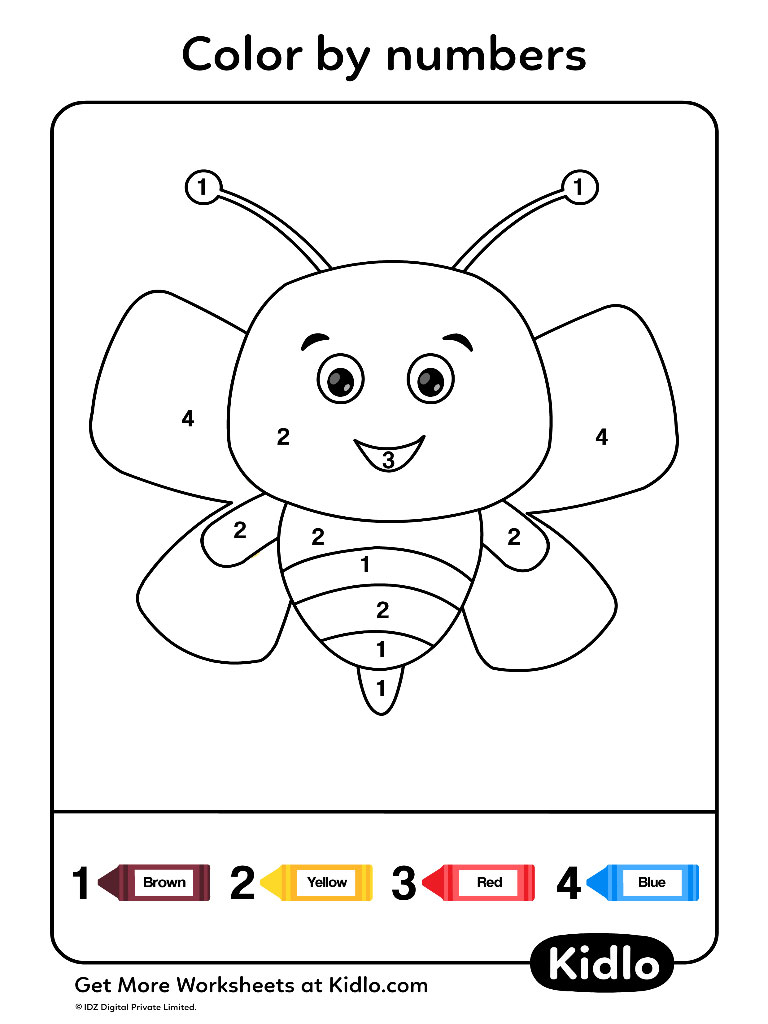 Color By Numbers Insects Worksheet 05 Kidlo