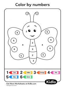 Color By Numbers - Insects Worksheet #08 - Kidlo.com