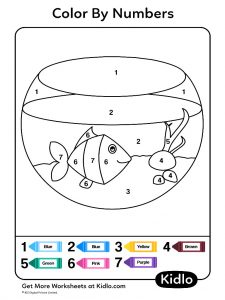 Color By Numbers - Objects Worksheet #23 - Kidlo.com