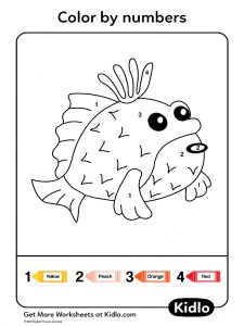 Color By Numbers - Underwater Animals Worksheet #13 - Kidlo.com