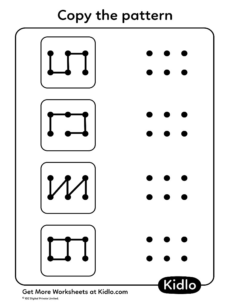 Copy The Patterns 6 Dots Pattern Worksheet 01 Kidlo