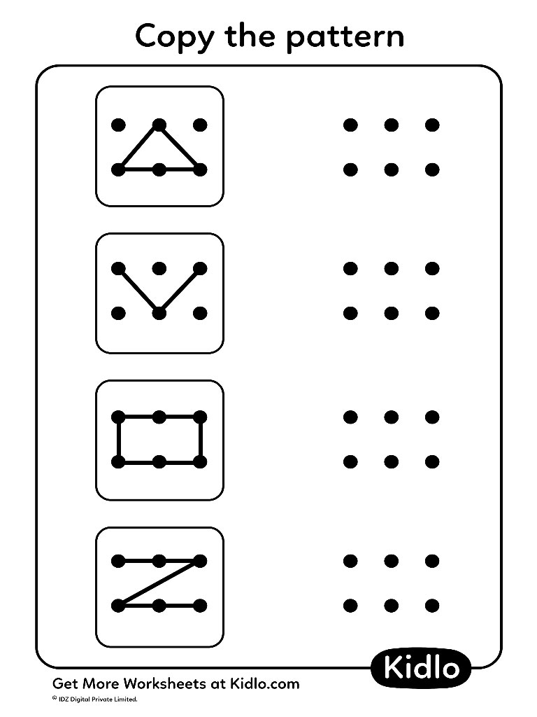 Copy The Patterns 6 Dots Pattern Worksheet 04 Kidlo