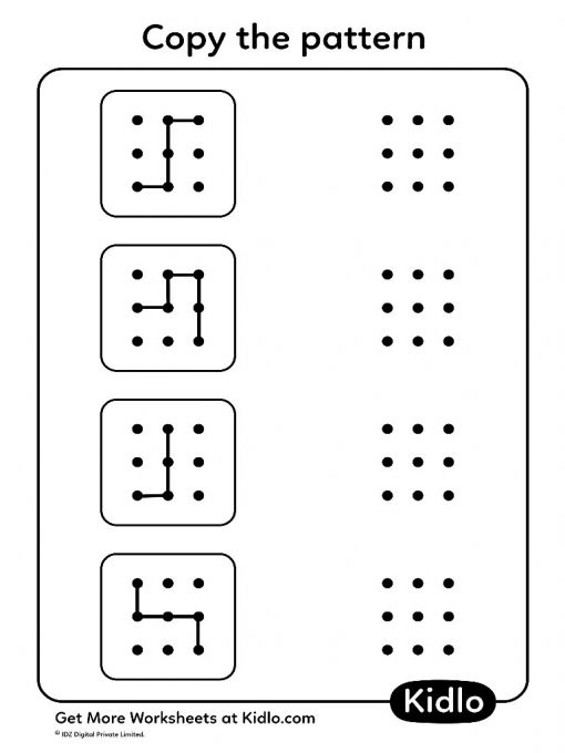 Copy The Patterns - 9 Dots Pattern Worksheet #04 - Kidlo.com