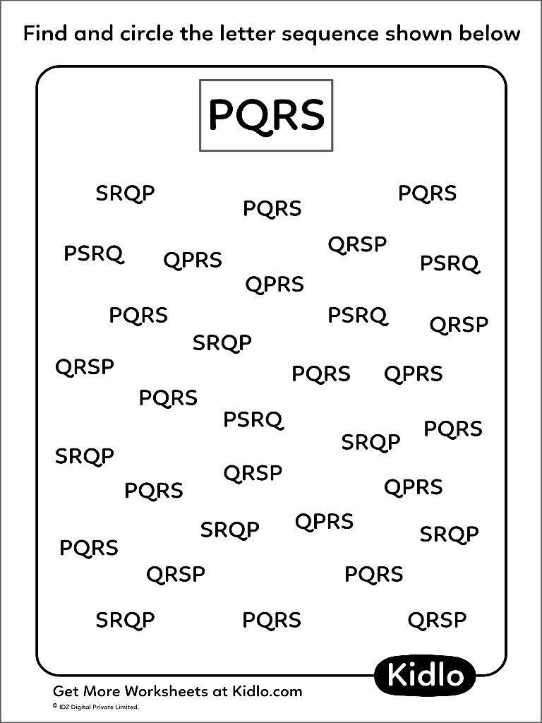 Circle The Letter Sequence Sorting Worksheet 08 Kidlo