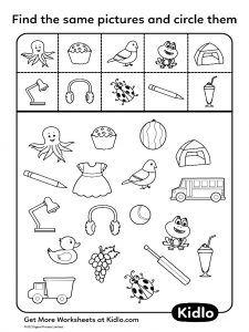 Circle The Same Pictures – Worksheet #18 - Kidlo.com