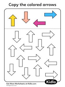 Copy The Colored Arrows – Worksheet #04 - Kidlo.com