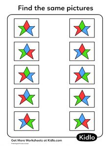 Match The Same Pictures – Matching Worksheet #02 - Kidlo.com