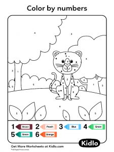 Color By Numbers - Animals Worksheet #47 - Kidlo.com