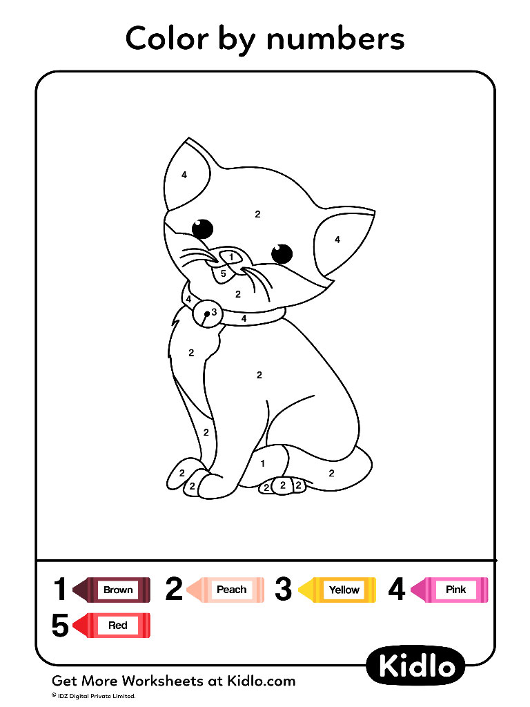 Color By Numbers Cats Worksheet 15 Kidlo