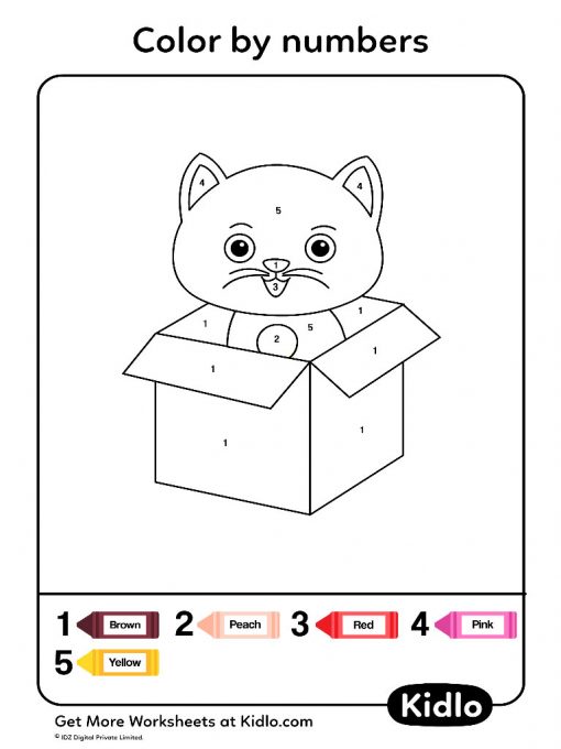 Color By Numbers - Cats Worksheet #16 - Kidlo.com