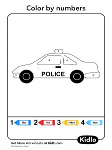 Color By Numbers - Cars Worksheet #34 - Kidlo.com