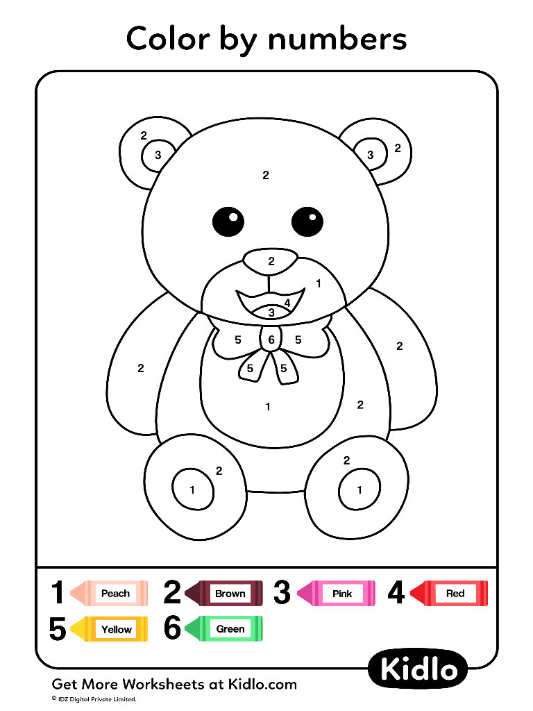 Color By Numbers Coloring Pages Worksheet 35 Kidlo Com - Riset