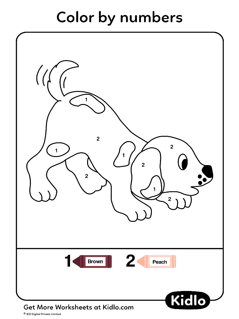 Color By Numbers Dogs Worksheet 02 Kidlo