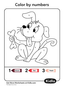 Color By Numbers - Dogs Worksheet #04 - Kidlo.com