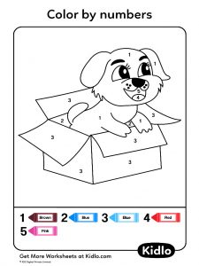 Color By Numbers - Dogs Worksheet #15 - Kidlo.com