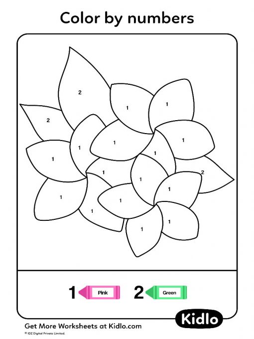 color by number worksheets flower