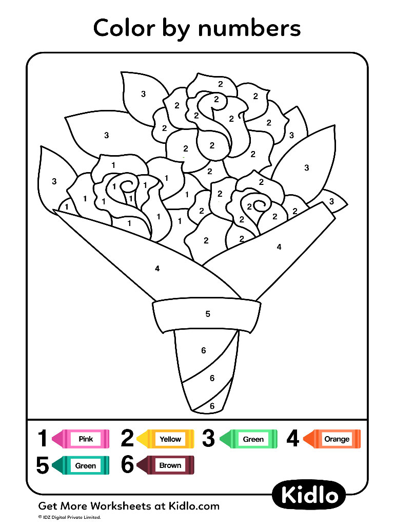 Color By Numbers Flowers Worksheet 45 Kidlo