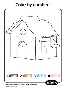 Color By Numbers - Houses Worksheet #03 - Kidlo.com