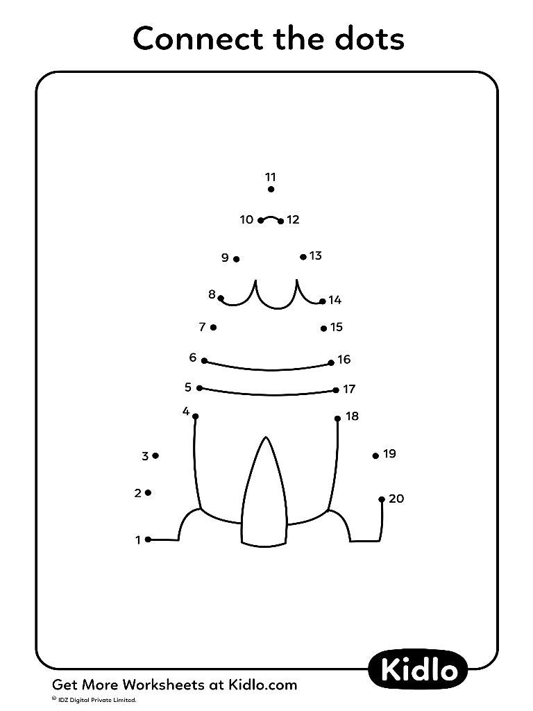 Connect The Dots 1-20 – Activity Worksheet #04 - Kidlo.com