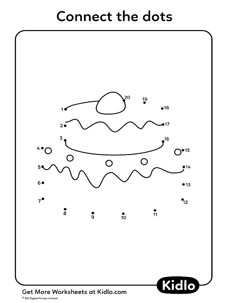 Connect The Dots 1-20 – Activity Worksheet #20 - Kidlo.com