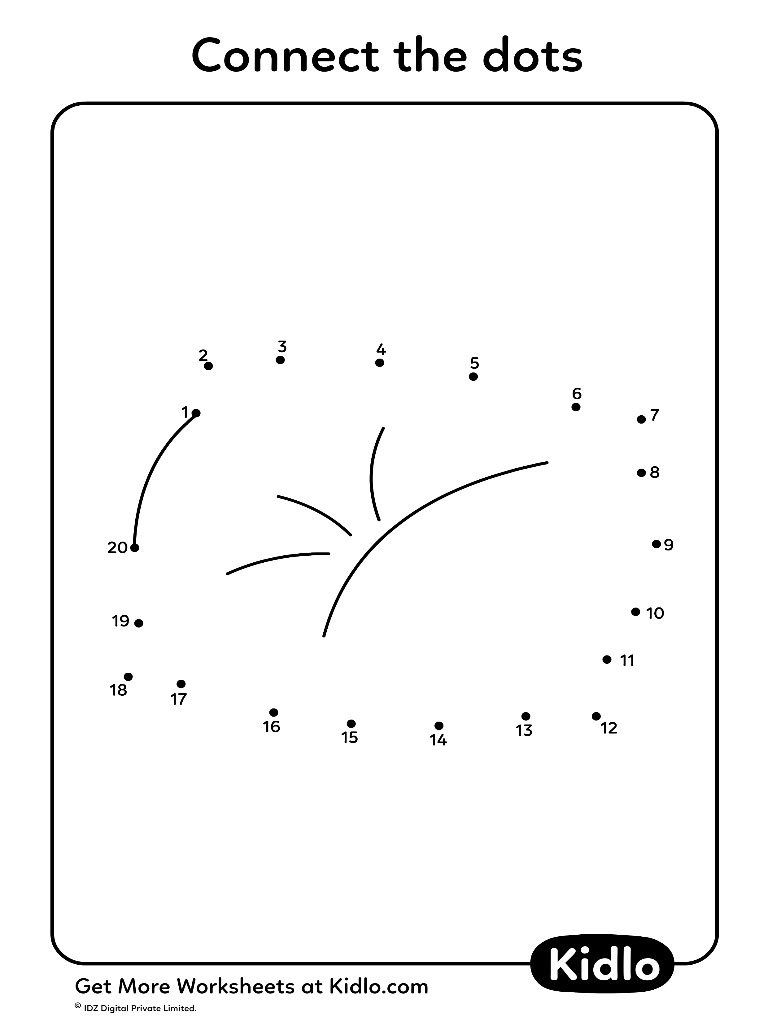 Connect The Dots 1-20 – Activity Worksheet #25 - Kidlo.com