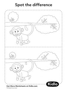 Spot The Difference – Animal Matching Activity Worksheet #02 - Kidlo.com