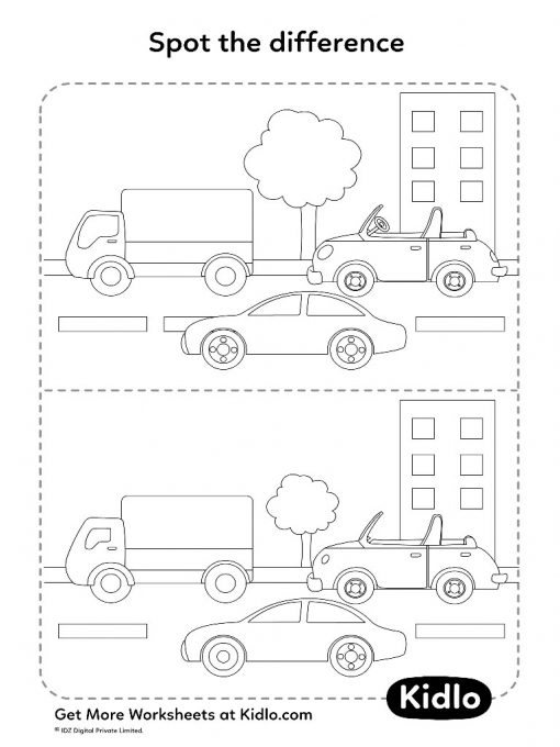 Spot The Difference – City Matching Activity Worksheet #01 - Kidlo.com