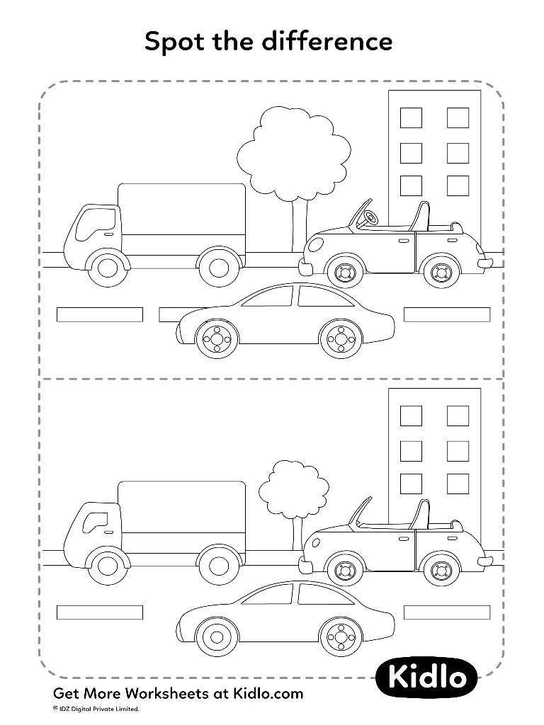 Spot The Difference – City Matching Activity Worksheet #01 - Kidlo.com