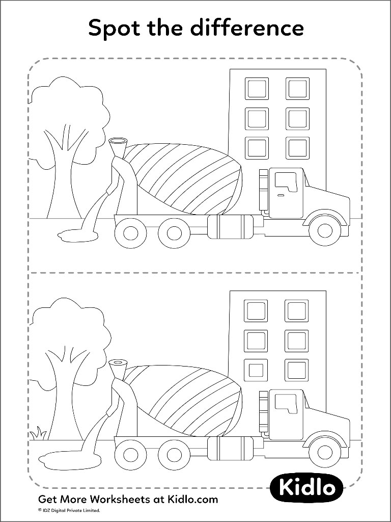 Spot The Difference – Vehicle Matching Activity Worksheet #01 - Kidlo.com