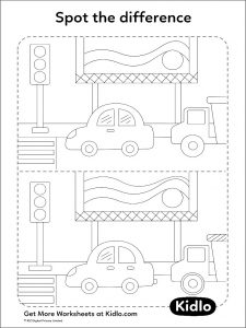 Spot The Difference – Vehicle Matching Activity Worksheet #02 - Kidlo.com
