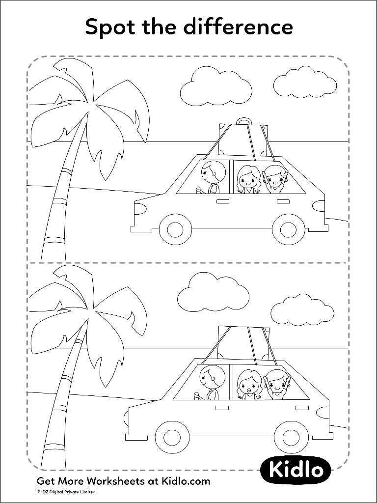 Spot The Difference – Vehicle Matching Activity Worksheet #07 - Kidlo.com